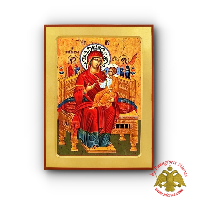 Holy Virgin Mary Queen of the Universe Pantanassa Byzantine Wooden Icon - Holy Monastery Vatopedi