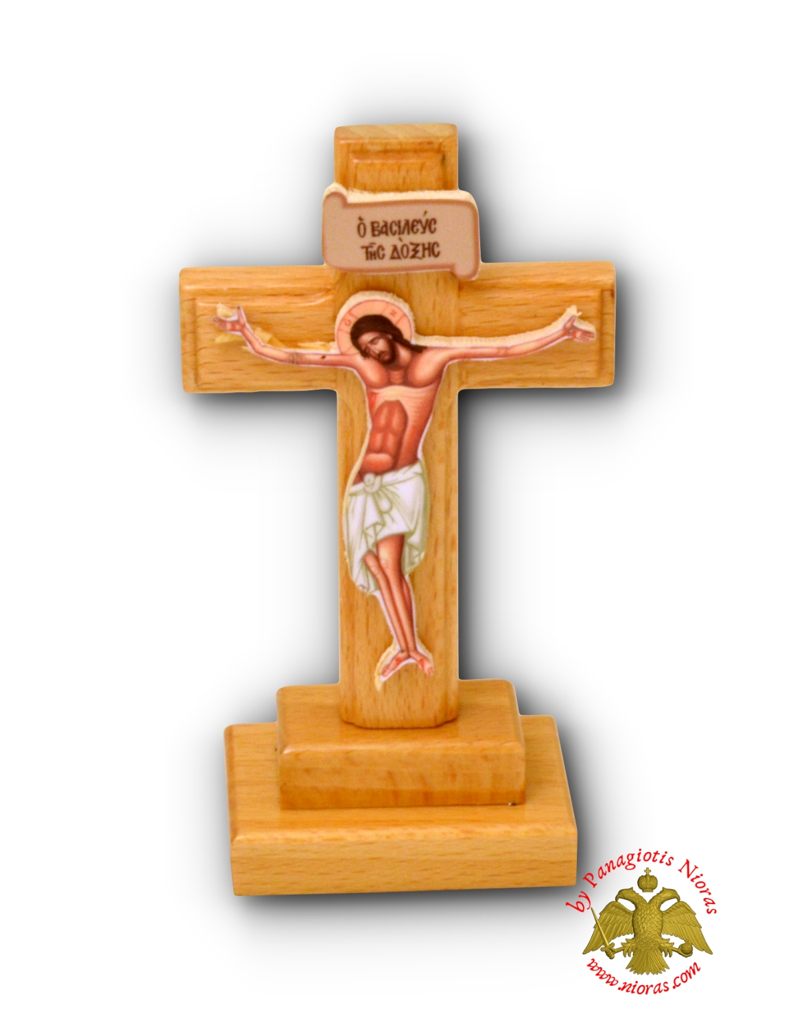 Wooden Cross With Base 6x9cm Natural