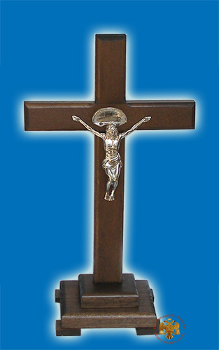 Natural Wooden Cross With Base 14x26cm