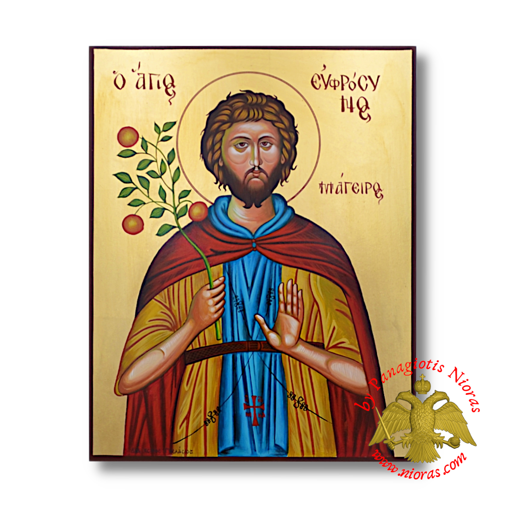 Hagiography Icon Saint Efrosinos on Wood 35x45cm