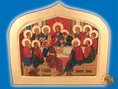 Wooden Orthodox Icon Last Supper on Canvas 32x42cm