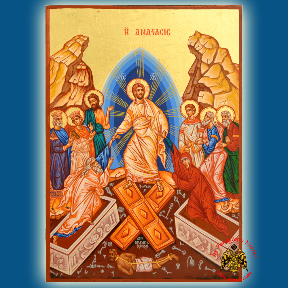 Christ The Resurrection Holy Wooden on Canvas Hand Made Icon