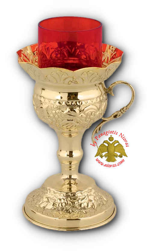 Orthodox Vigil Oil Candle Grape Design Brass Polished 18cm