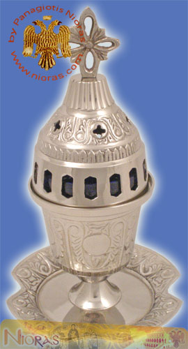 Standing Oil Candle With Plate Engraved Nickel