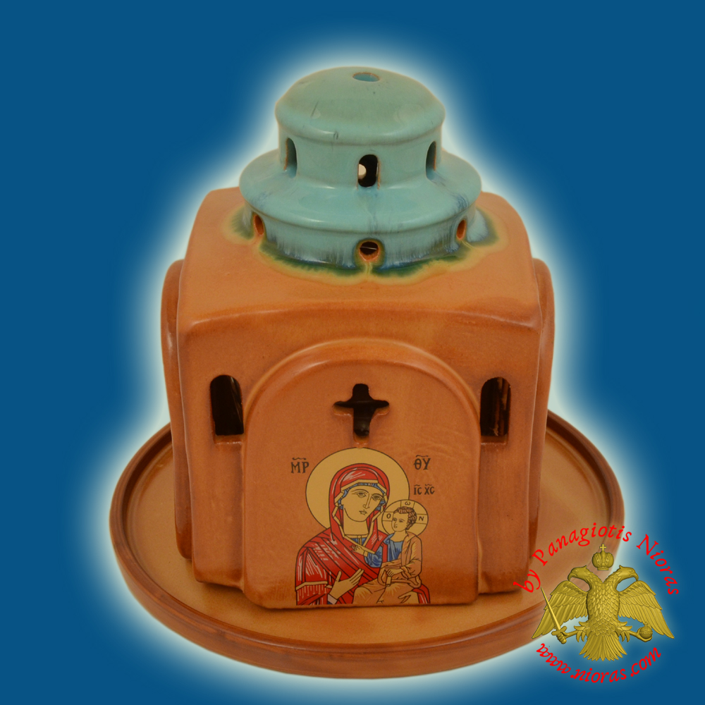 Ceramic Oil Candle Orthodox Church Metropolis Brown Tirquaz Double Color
