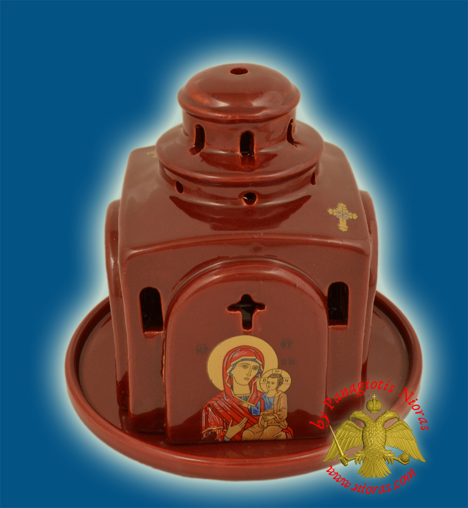Ceramic Oil Candle Orthodox Church Metropolis Burgundy