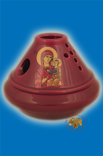 Ceramic Orthodox Oil Candle Simantro Burqundy
