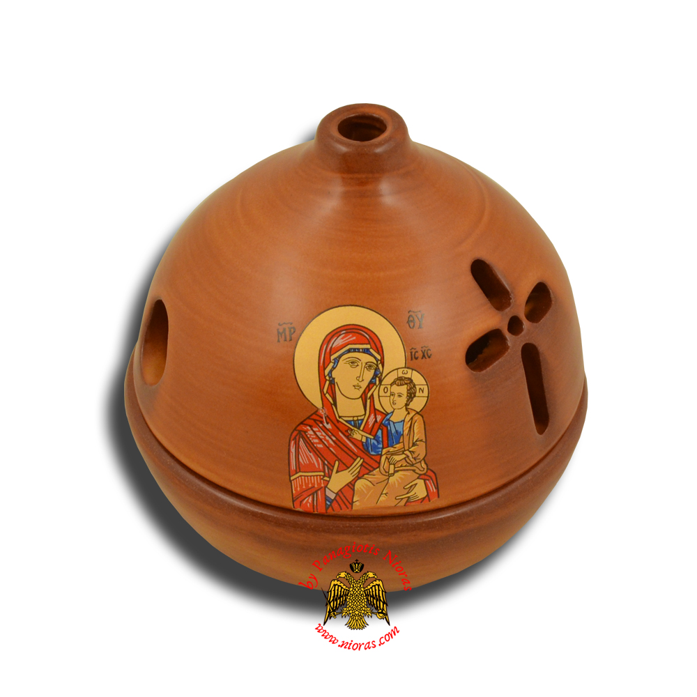 Ceramic Orthodox Traditional Dome Oil Candle Brown