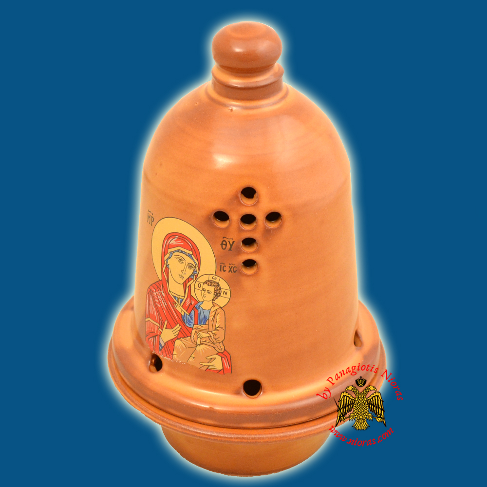 Ceramic Orthodox Traditional Bell Dome Oil Candle Brown