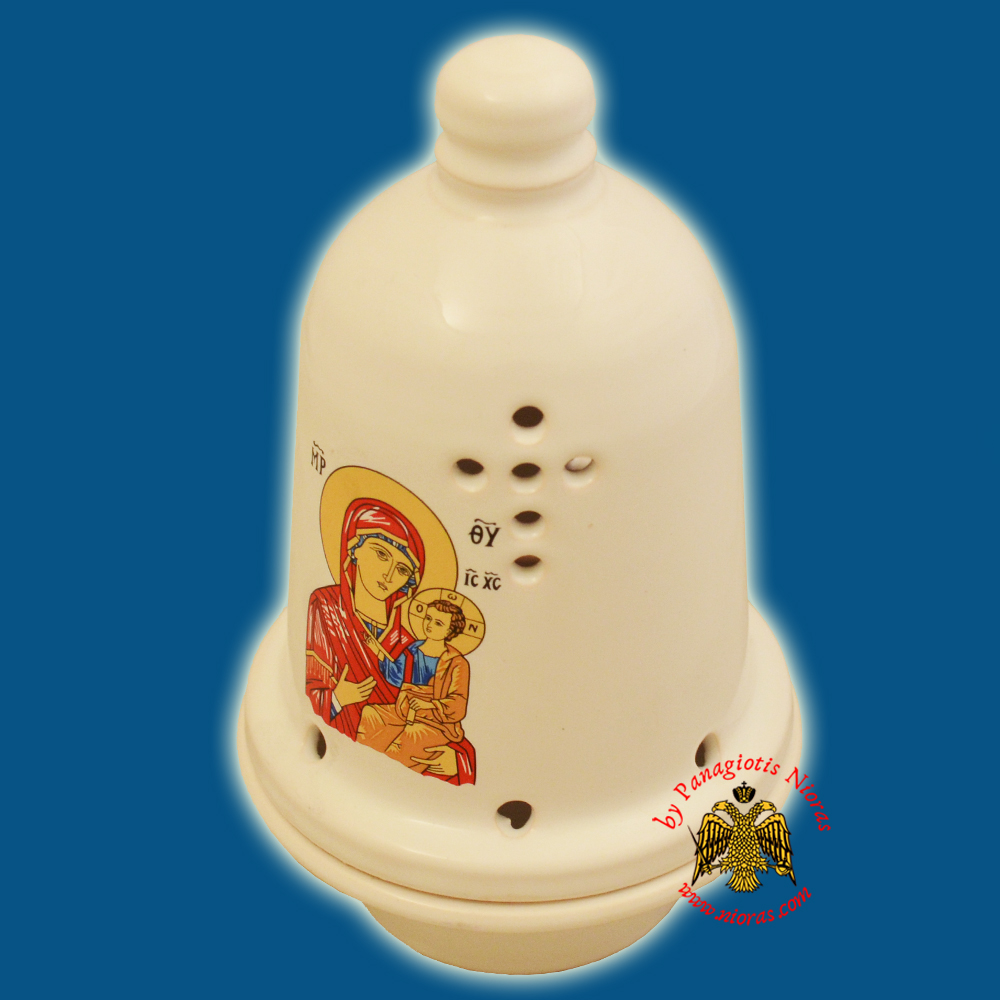 Ceramic Orthodox Traditional Bell Dome Oil Candle White