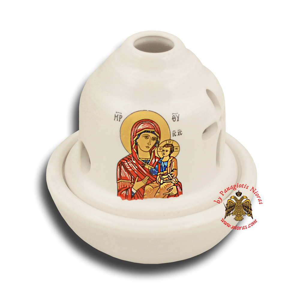 Ceramic Orthodox Traditional Hut Oil Candle White