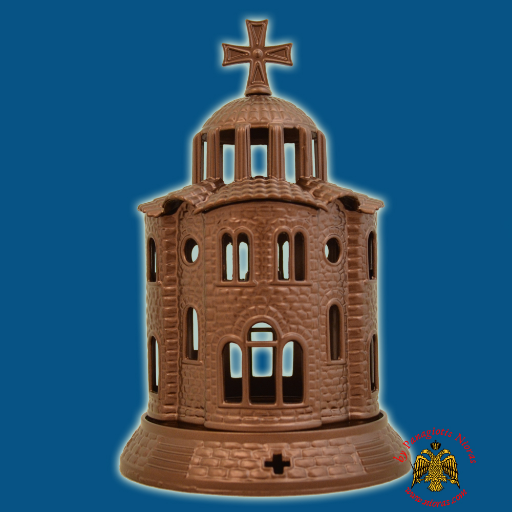 Orthodox Church Design Aluminum Oil Candle Brown 12x18cm