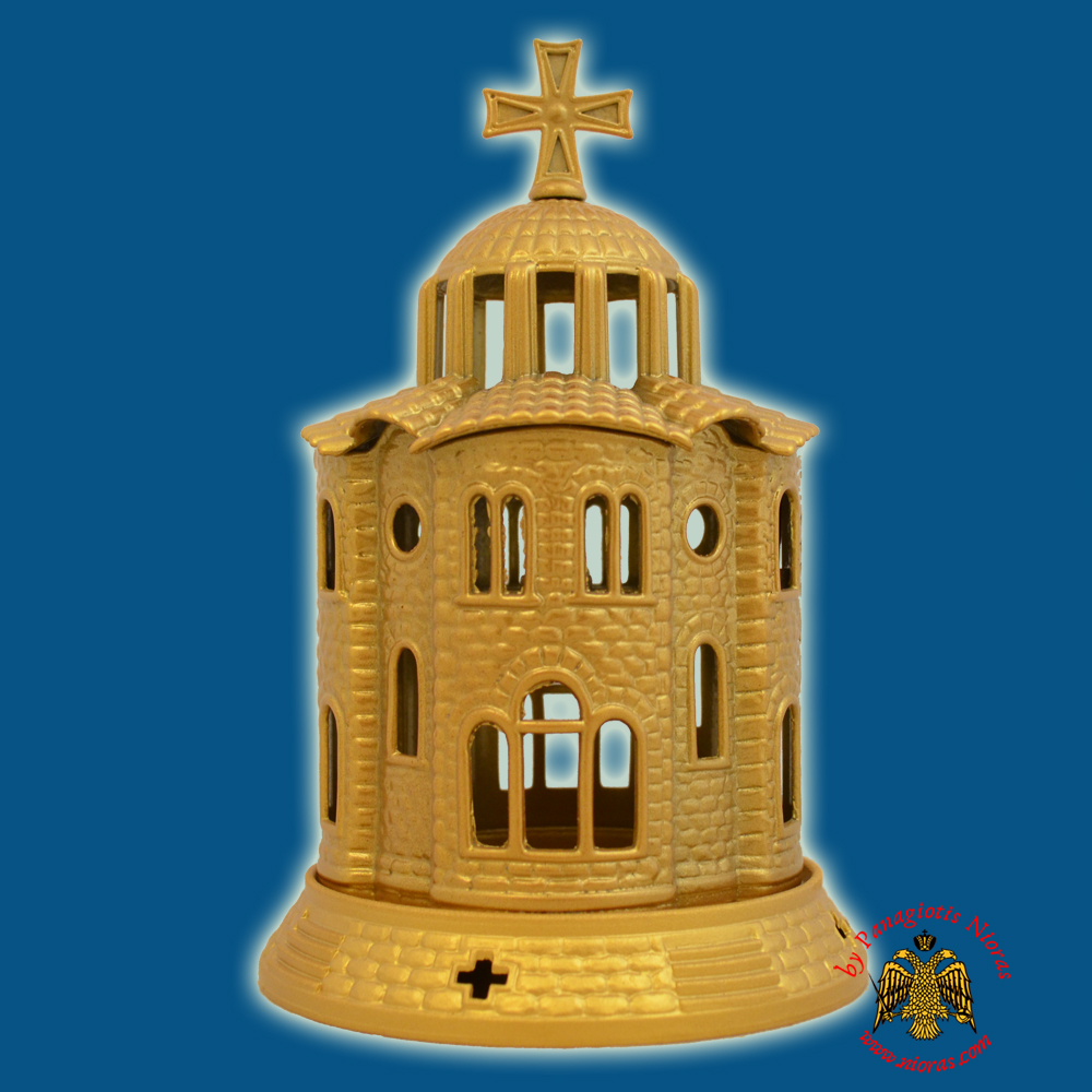 Orthodox Church Design Aluminum Oil Candle Gold 12x18cm