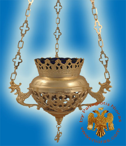 Hanging Metal Oil Candle Cross Design A Gold Plated