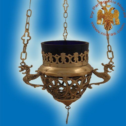 Hanging Metal Oil Candle Cross Design B Brass