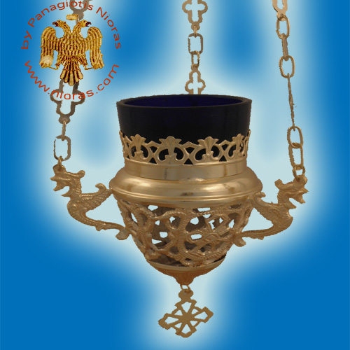 Hanging Metal Oil Candle Cross Design B Gold Plated