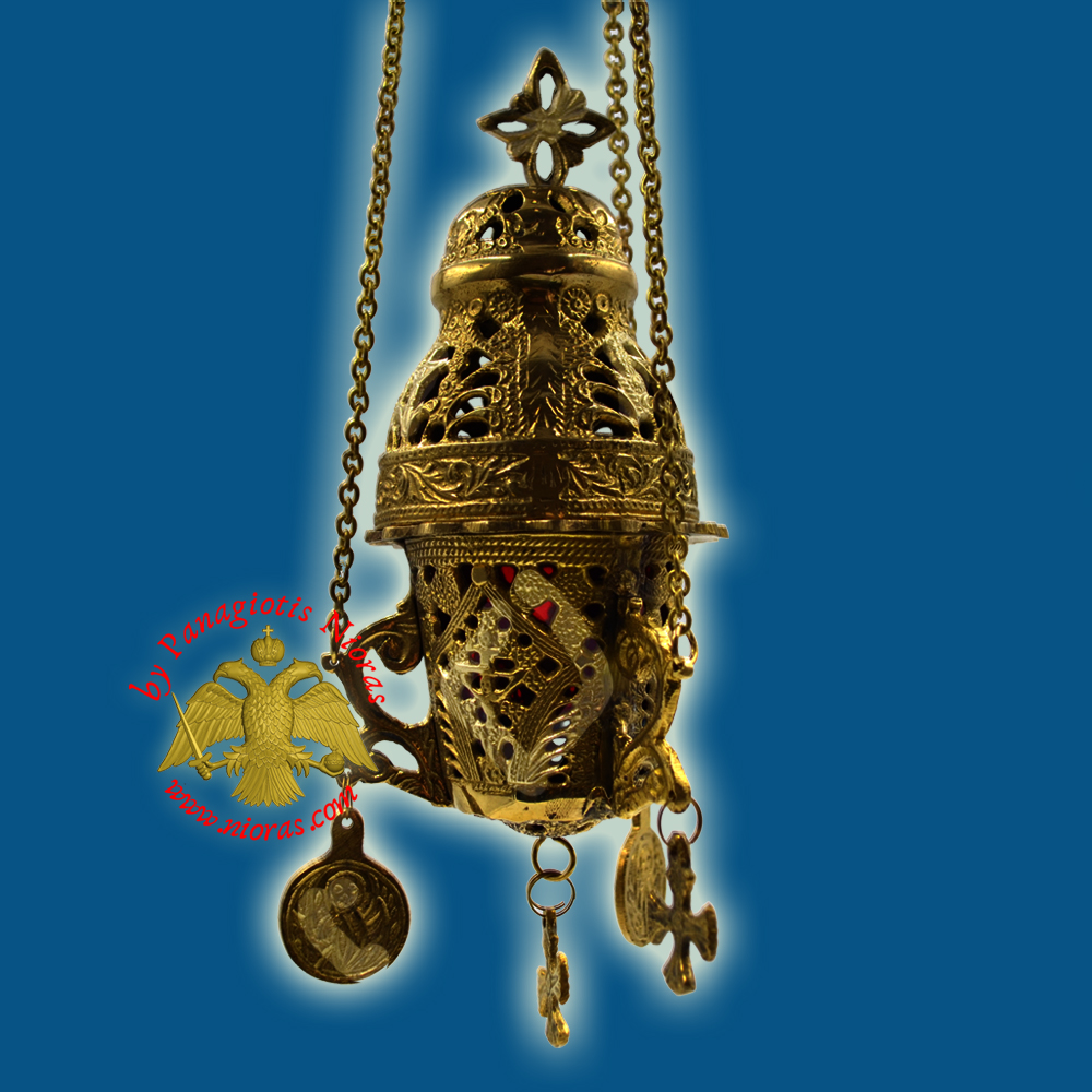 Hanging Brass Metal Vigil Oil Candle Gianiotino Style C\' Antique Polished