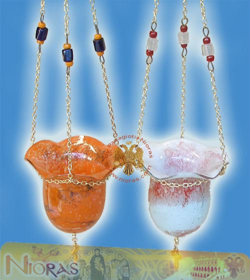 Blown Glass Hanging Oil Candle Design D:12cm H:10cm