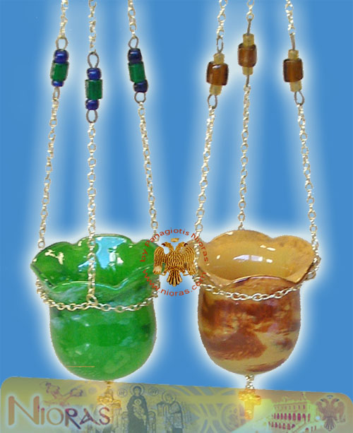 Blown Glass Hanging Oil Candle Design D:11cm H:9cm