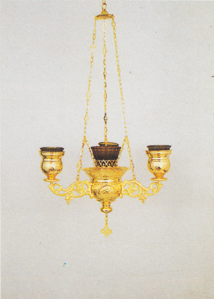 Orthodox Orthodox Ecclesiastical 3-Branch Hanging Oil Candles No.2 Byzantine Center