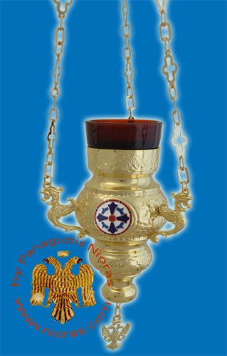 Orthodox Vigil Oil Candle Kerkyraiko N0 Gold Plated with Enamel