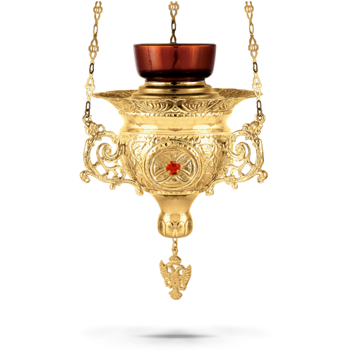 Orthodox Vigil Oil Candle Byzantine N4 Gold plated with Stones