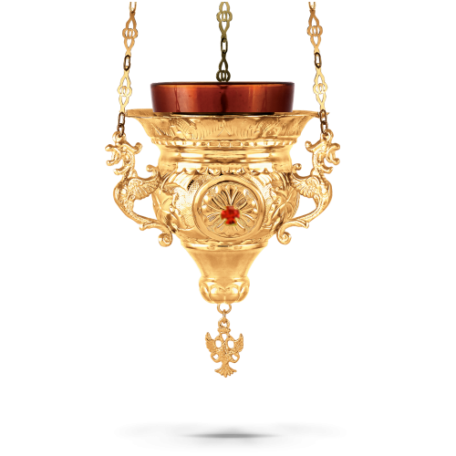 Orthodox Vigil Oil Candle Byzantine N3 Gold plated with Stones