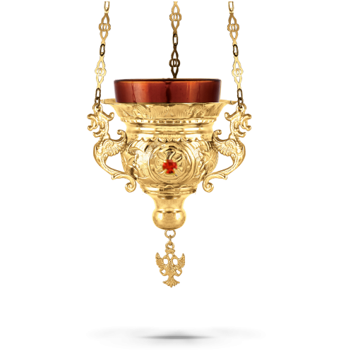 Orthodox Vigil Oil Candle Byzantine N2 Gold Plated with Stones
