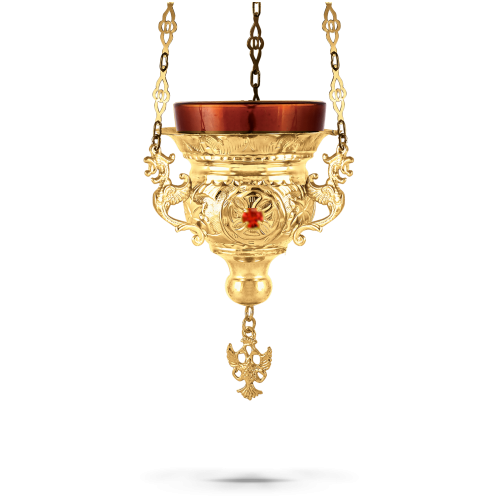 Orthodox Vigil Oil Candle Byzantine N1 Gold Plated With Stones
