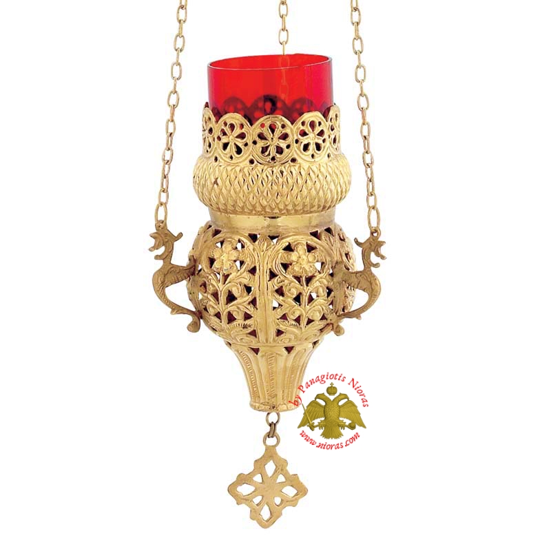 Orthodox Hanging Oil Candle Handmade Design A Brass