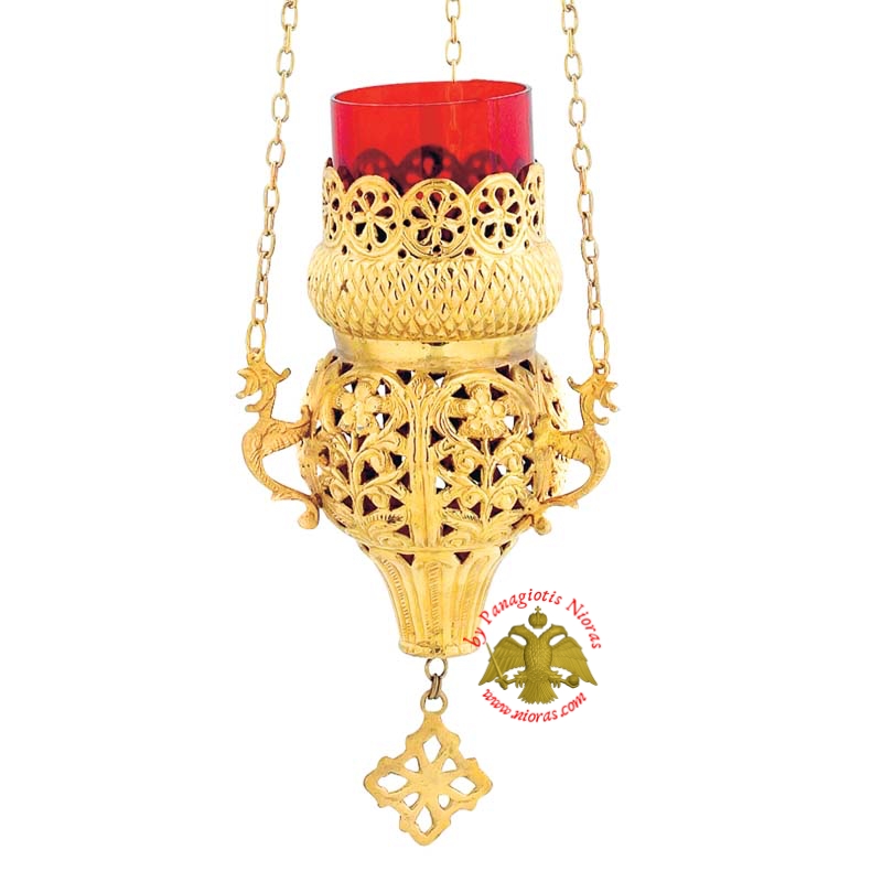 Orthodox Hanging Oil Candle Handmade Design A Gold Plated