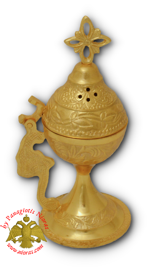 Orthodox Incense Burner Metal Gold Plated Polished 18cm