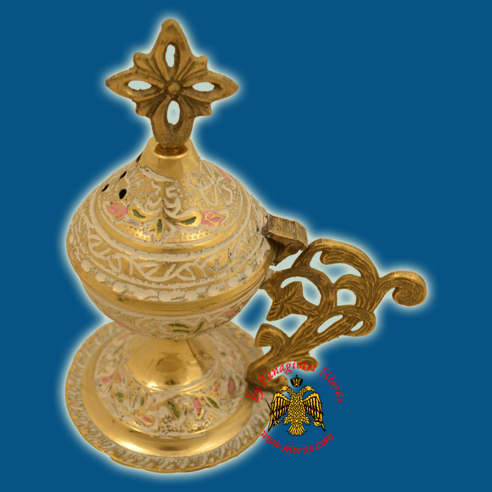 Orthodox Metal Brass Incense Burner 13cm White Colour