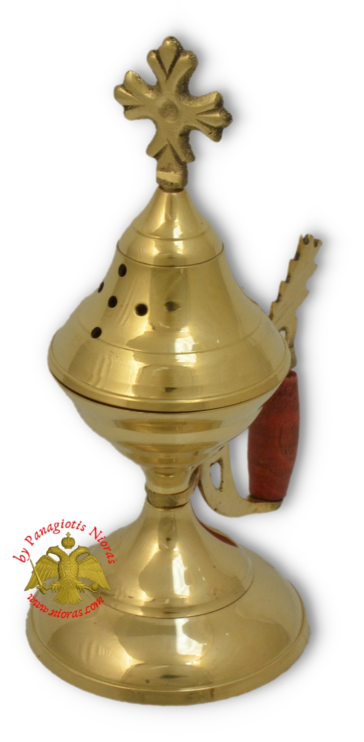 Orthodox Traditional Incense Burner with wooden handle 19cm