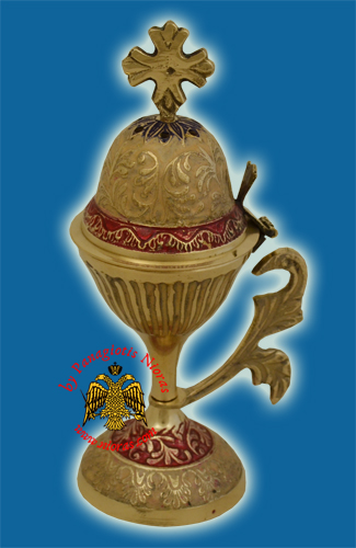 Orthodox Incense Burner Brass with Details 20cm