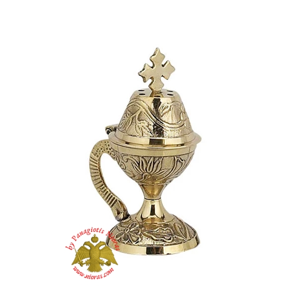 Orthodox Traditional Incense Burner 10cm Brass Polished