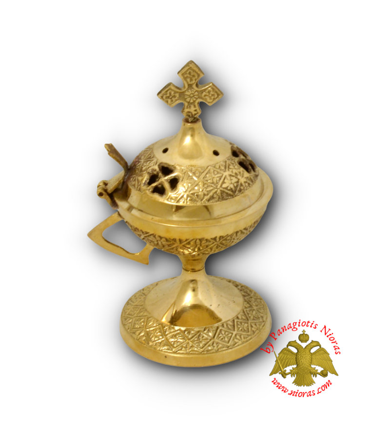 Orthodox Metal Incense Burner Flower Brass H:14x8cm
