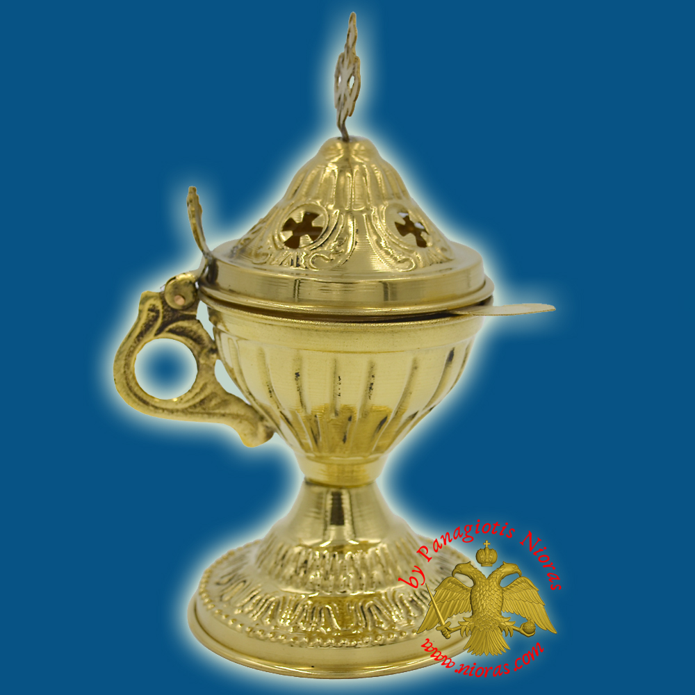 Orthodox Engraved Design A Incense Burner Brass Polished