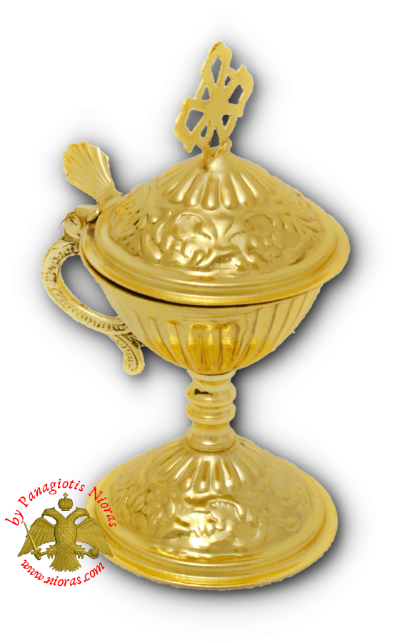 Orthodox Engraved Design B Incense Burner Gold Plated 13cm