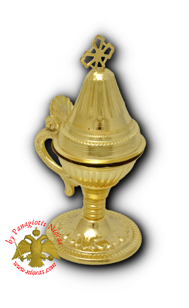 Orthodox Engraved Design C Incense Gold Plated 12cm