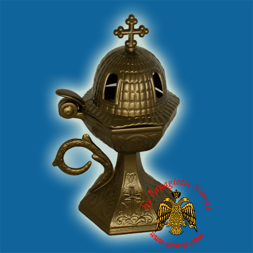 Ορθόδοξο Λιβανιστήρι Αλουμινίου Στυλ Εκκλησίας Χακί Χρώμα 18x7.5cm