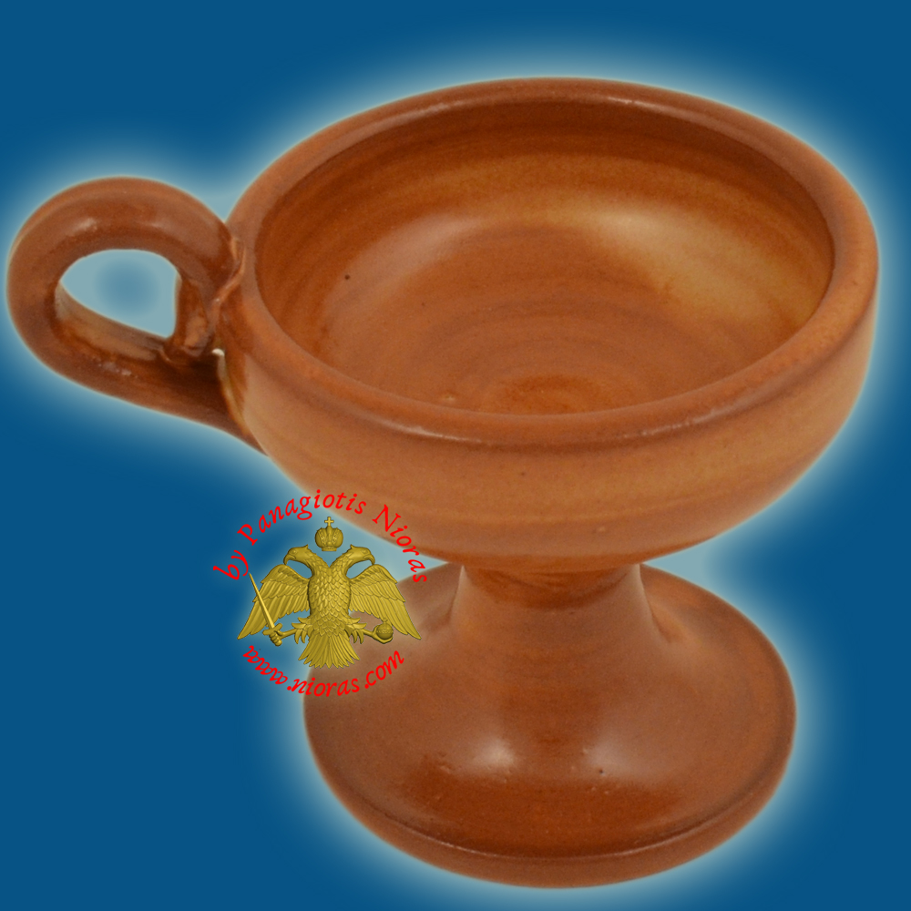 Orthodox Incense Burner Ceramic Small With Handle Brown