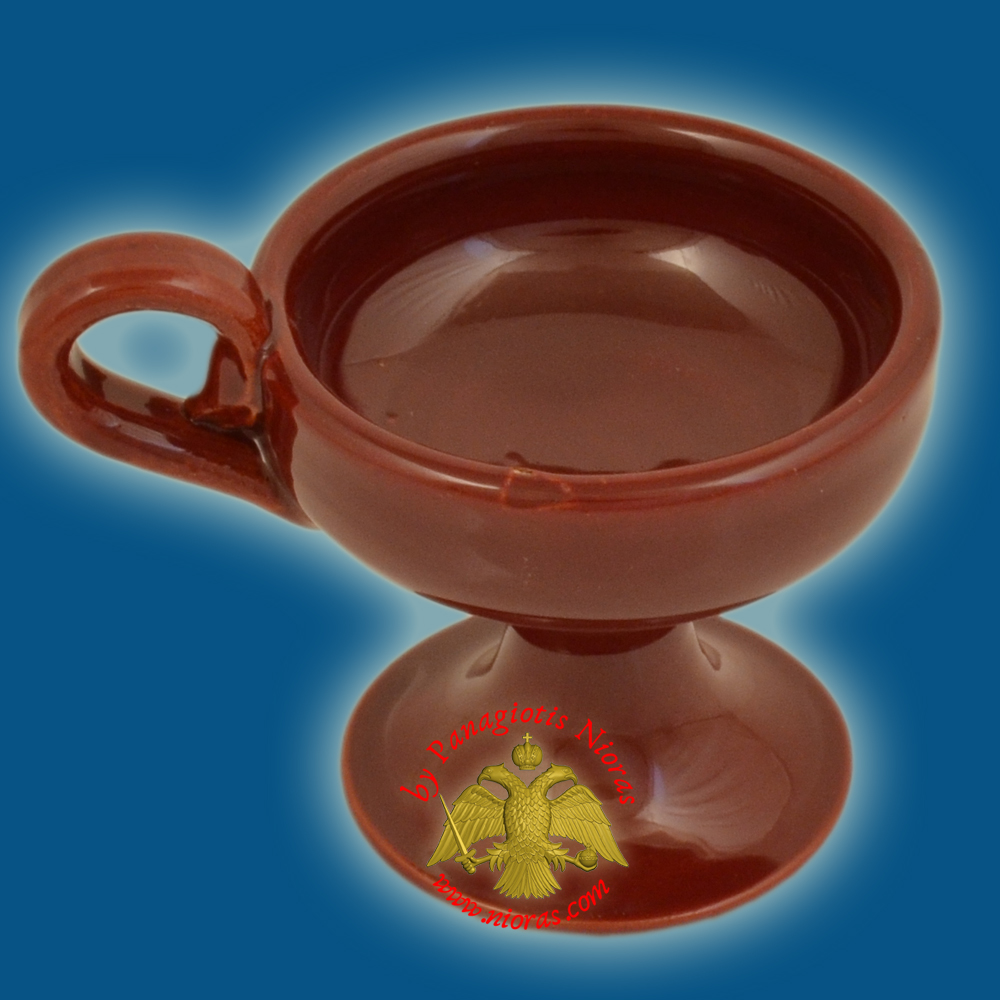 Orthodox Incense Burner Ceramic Small With Handle Burgundy