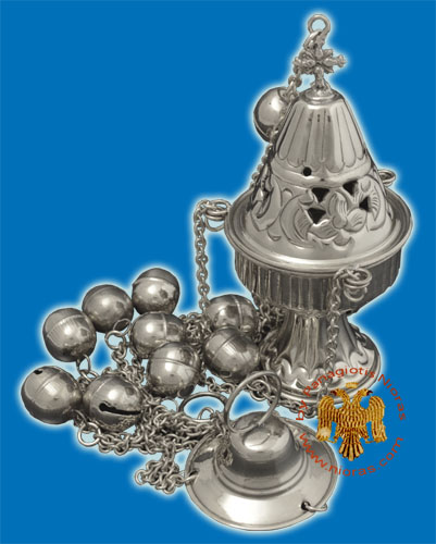 Ecclesiastical Censer Conical with Cut Flowers 17cm Nickel