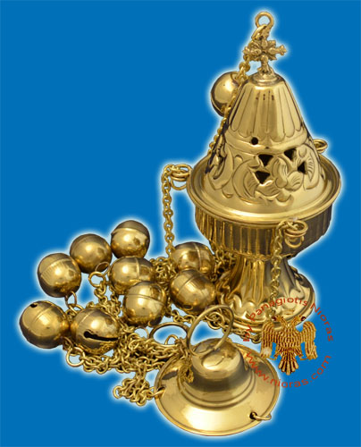 Ecclesiastical Censer Conical with Cut Flowers 17cm Brass
