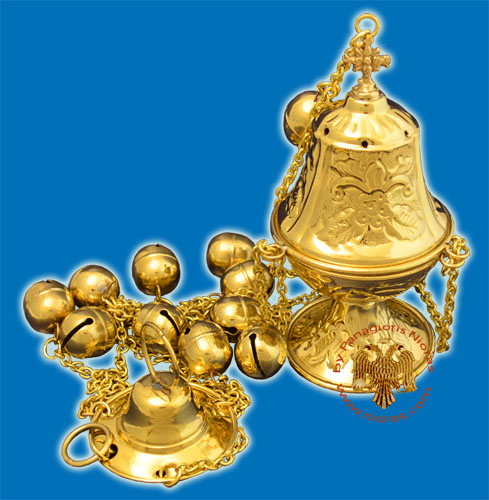 Ecclesiastical Censer Conical with Flowers 16cm Gold Plated