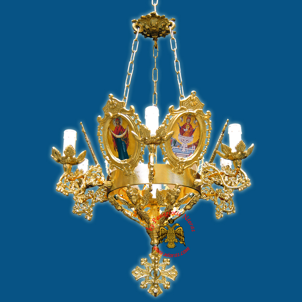 Church Chandelier Frames With Orthodox Icons 7 Electric Lights