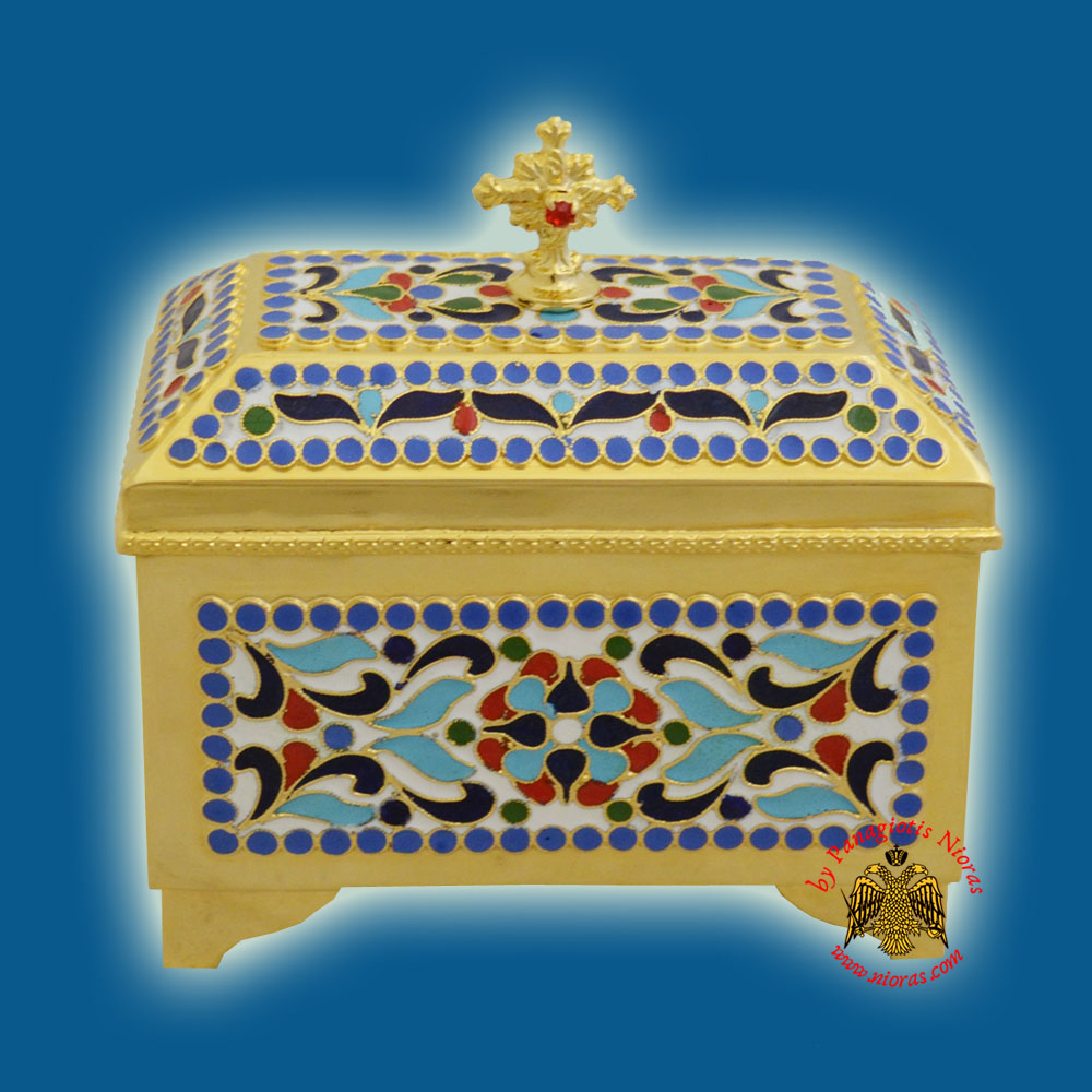 Reliquary or Relics Box - Tabernacle Β with enamel Gold Plated