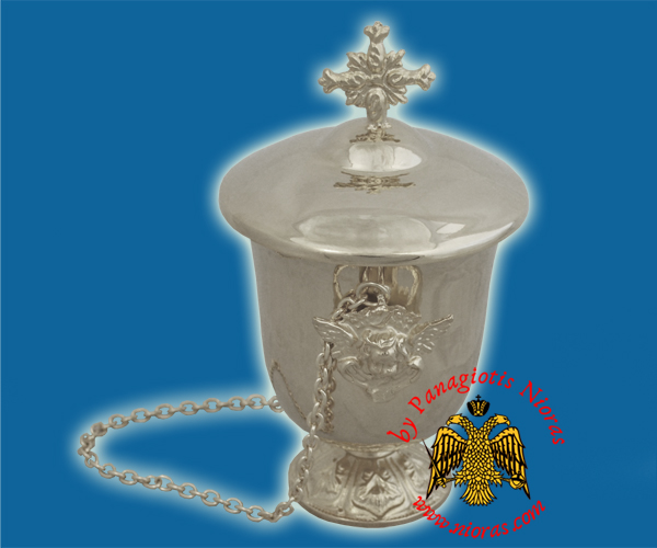 Holy Oil Blessing Container with Metal Chain for Hanging Nickel Platd