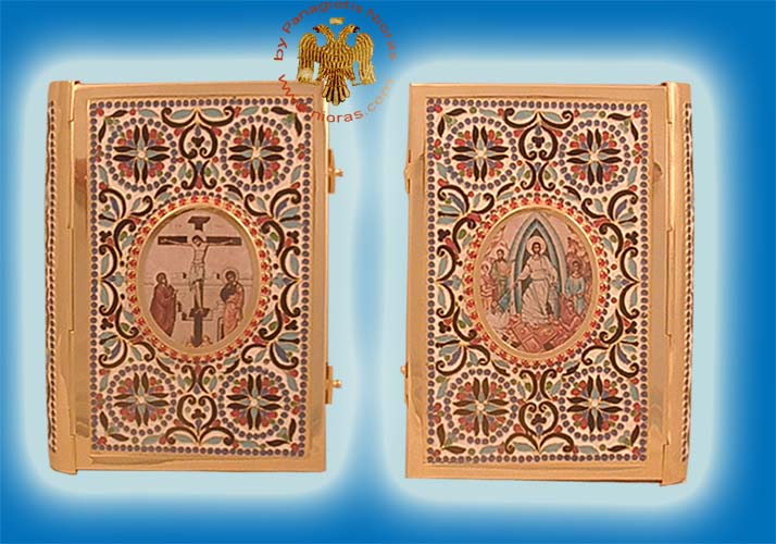 Embossed Orthodox Enamel Gospel Cover Gold Plated B 25x5x17cm